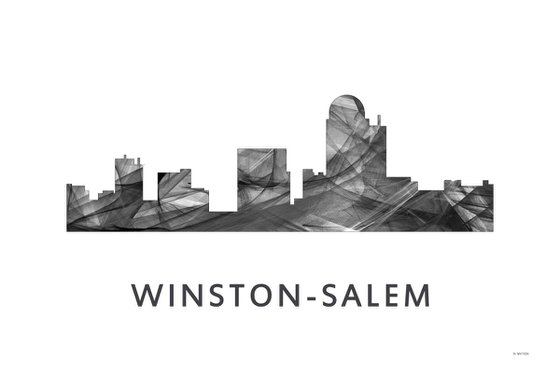 Winston Salem North Carolina Skyline WB BW