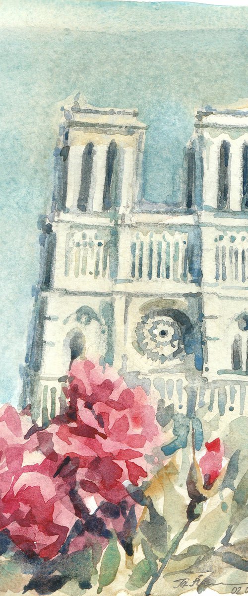 Red Roses of Notre-Dame de Paris by Tatiana Alekseeva
