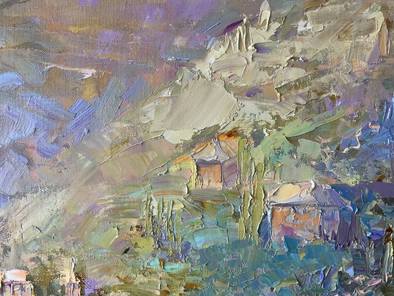 "Seascape". Sea. Original oil painting. boatsin the sea