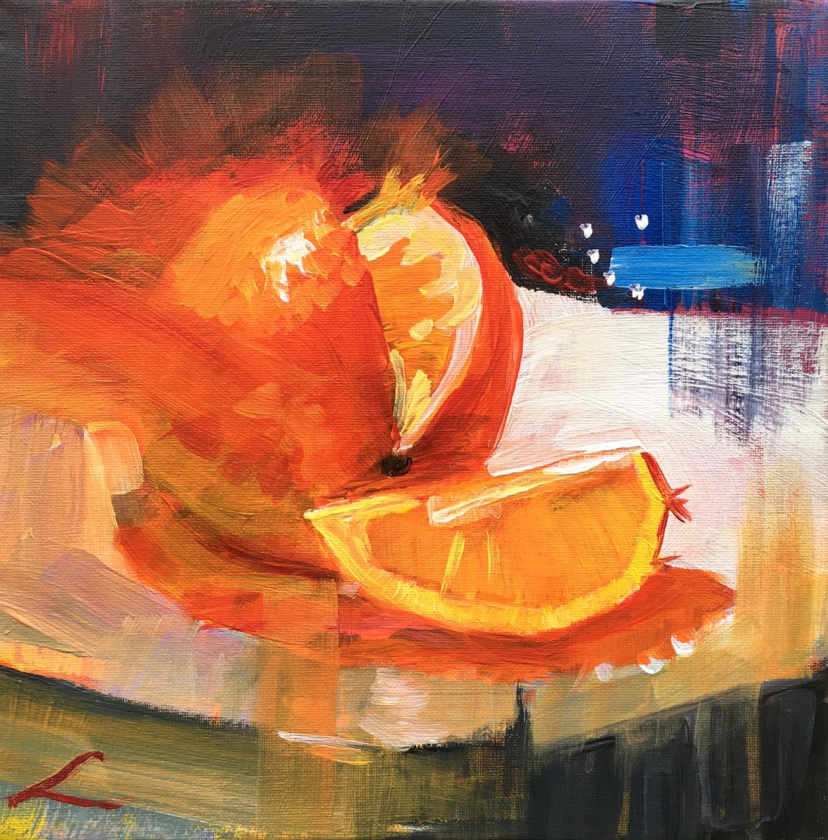 Orange on the plate 2 by Elena Sokolova