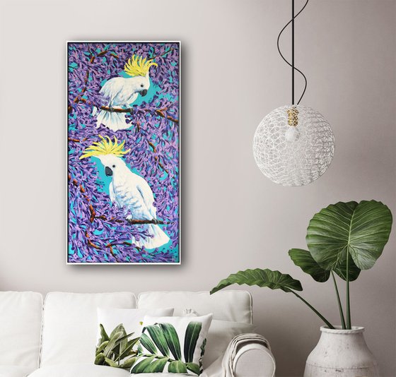 Cockatoos and Jacaranda