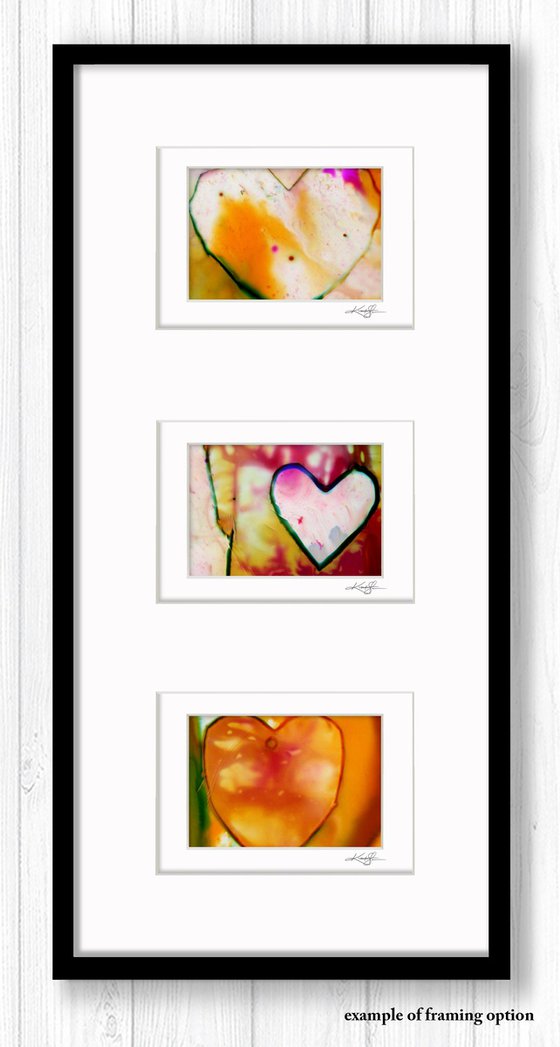 Heart Collection 32 - 3 Small Matted paintings by Kathy Morton Stanion