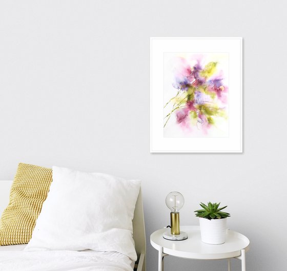 Flowers. Abstract bouquet. Watercolor colorful florals.