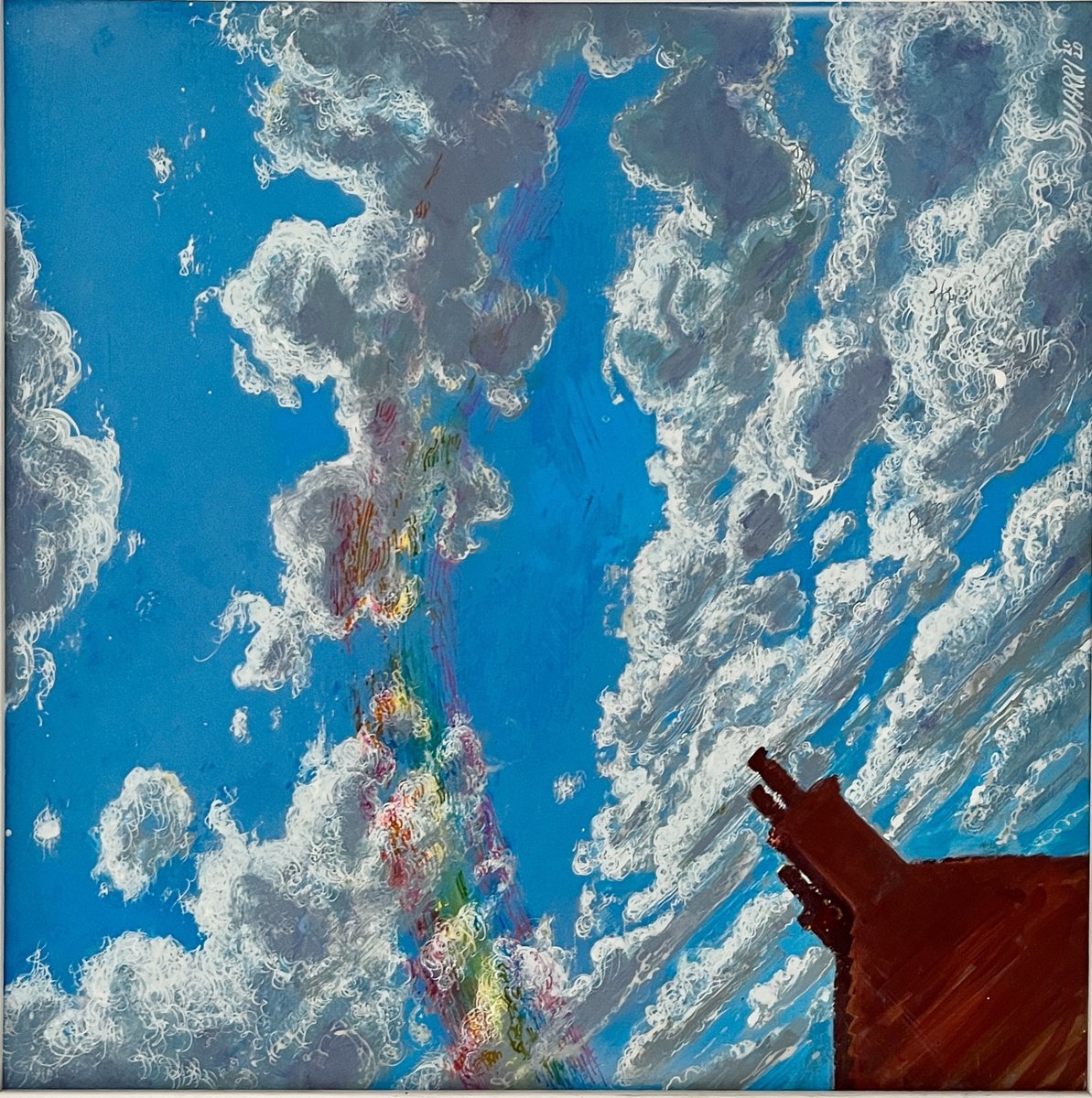 Surrealistic Landscape Acrylic Painting By Benjamin Duarri, 19 X 19, Aerial 2, Original Artwork