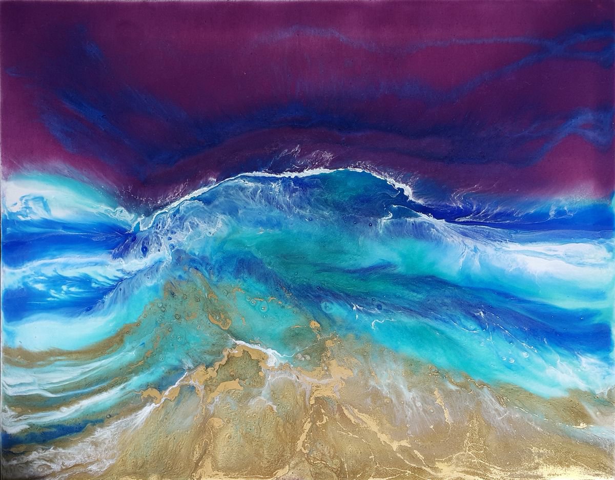 Abstract painting Melody of the sea resin on canvas by Viktoria Lapteva