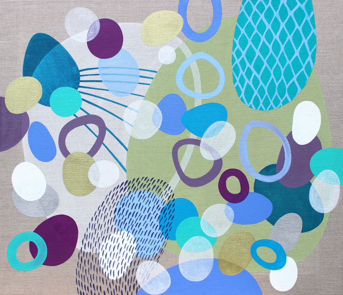 Organic Abstract Acrylic Painting By Lucie Jirku, 28 X 24", Made Of My Memories 2, Original Artwork