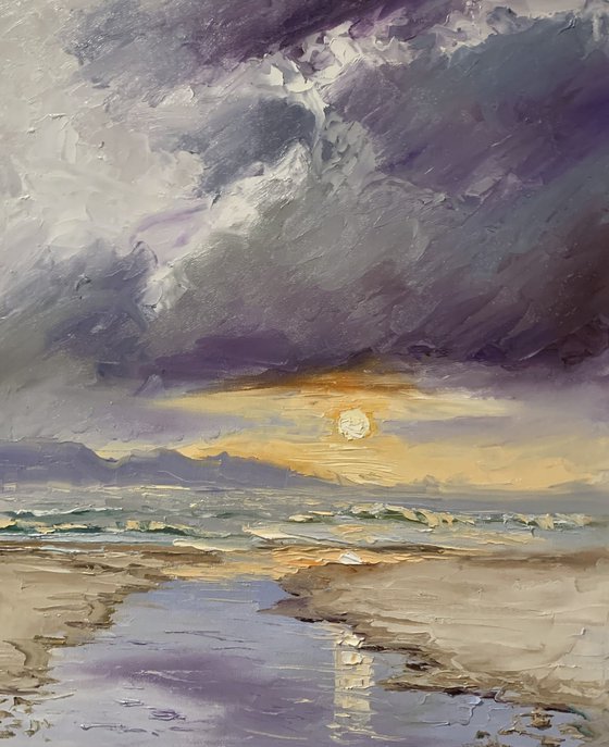 Stormy Sunset Seascape.