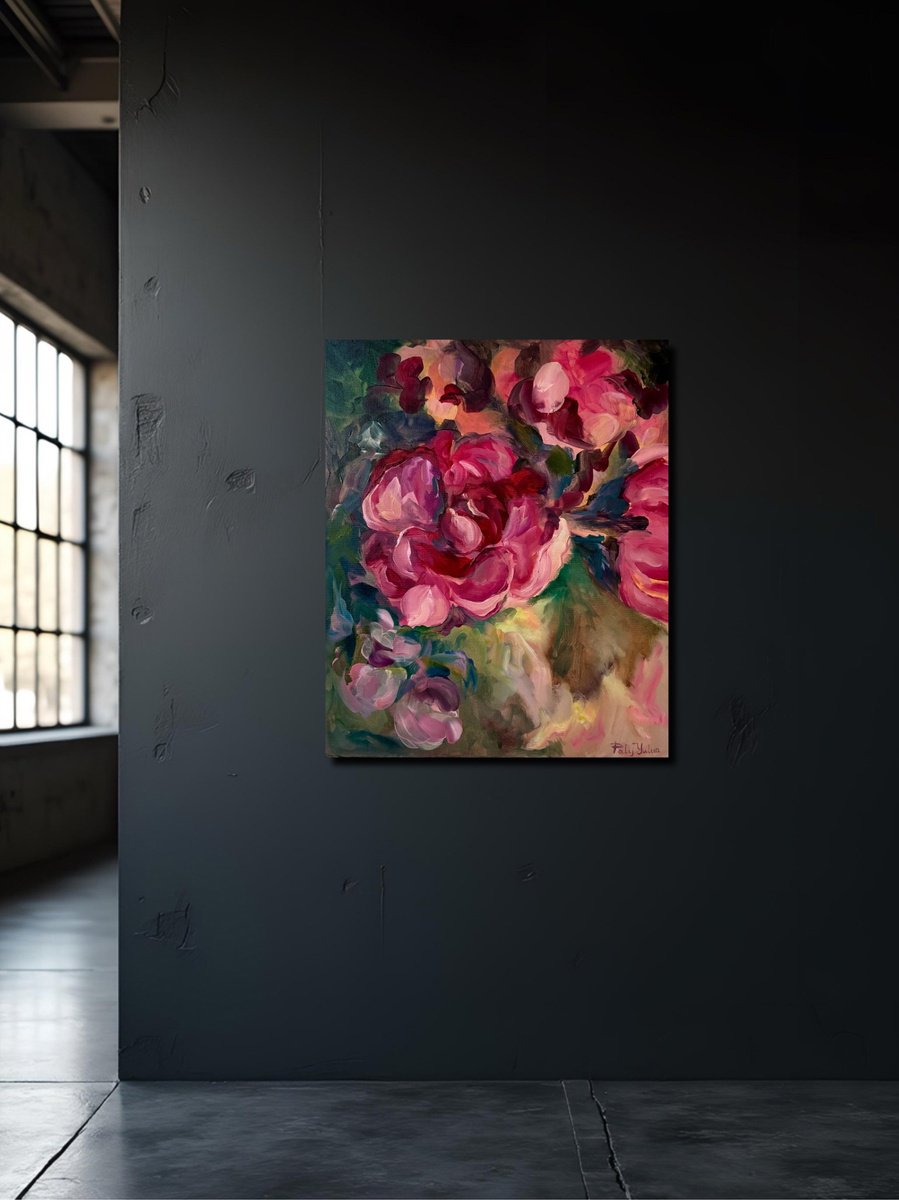 Abstract Botanical Painting By Yuliia Poraiko, 20 X 24", How About Peonies, Original Artwork