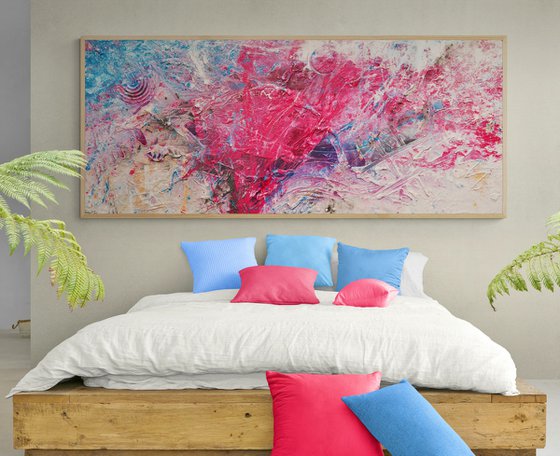 Love Masquerade 240cm x 100cm Pink Textured Abstract Art