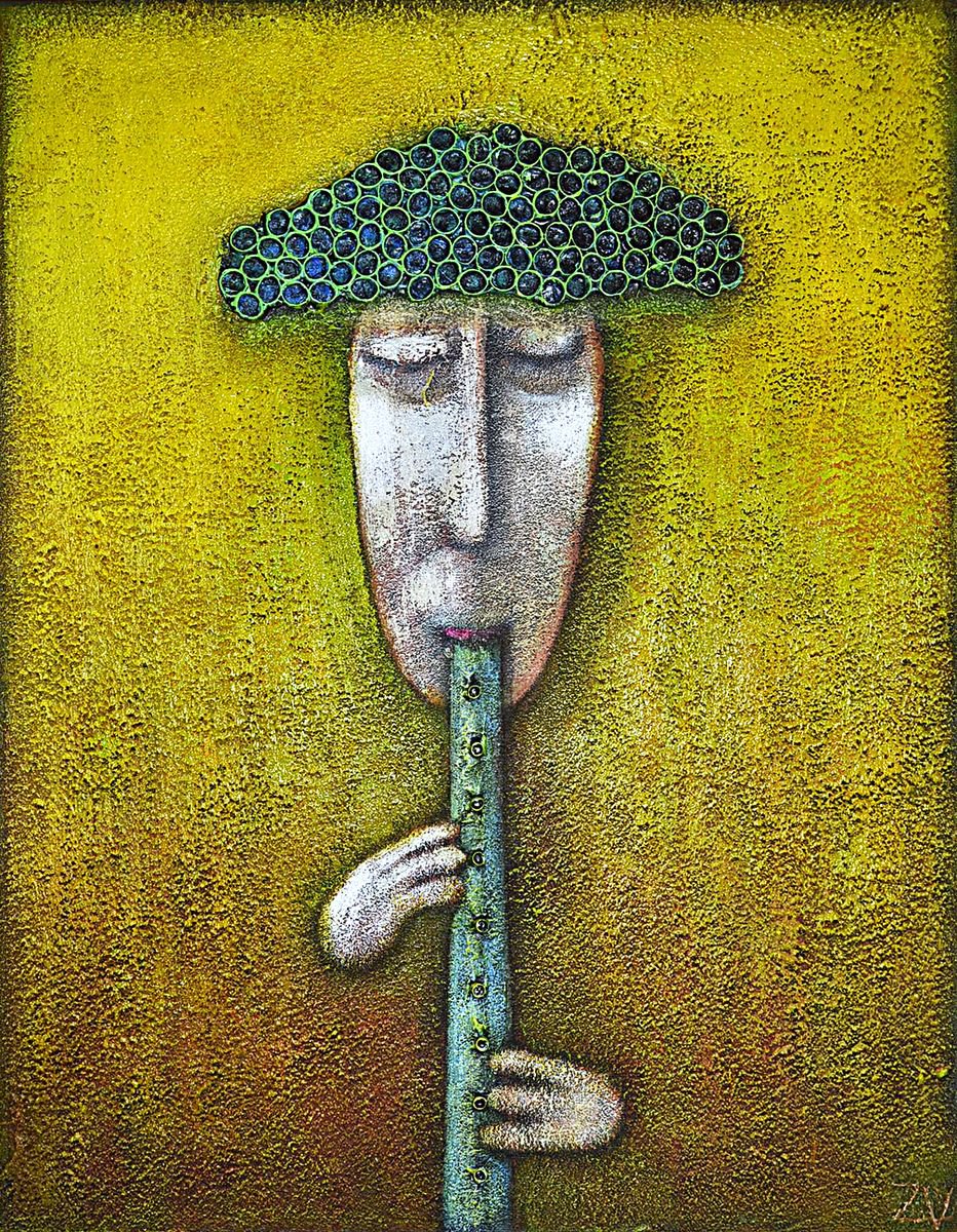 Surrealistic Portrait Acrylic Painting By Zhana Viel, 16 X 20", Dudak, Original Artwork