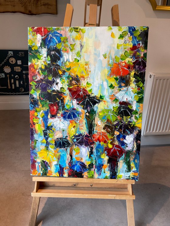 Spring umbrellas. Color mood