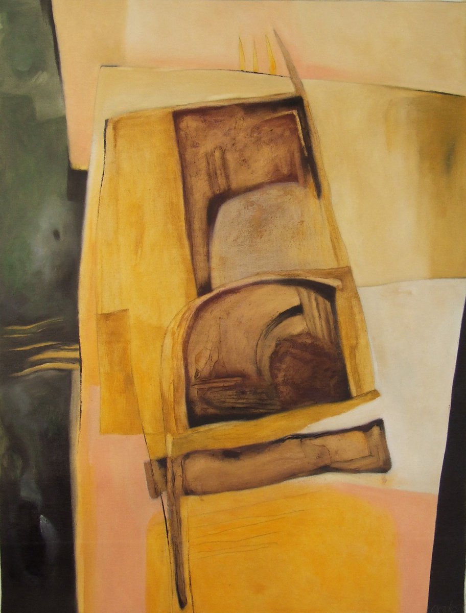 Expressive Abstract Oil Painting By Csaba Csendes, 24 X 31, History Of My Short Kingdom, Original Artwork