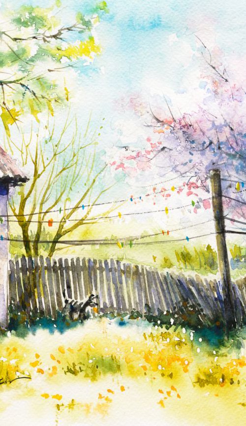 Backyard at spring by Eve Mazur