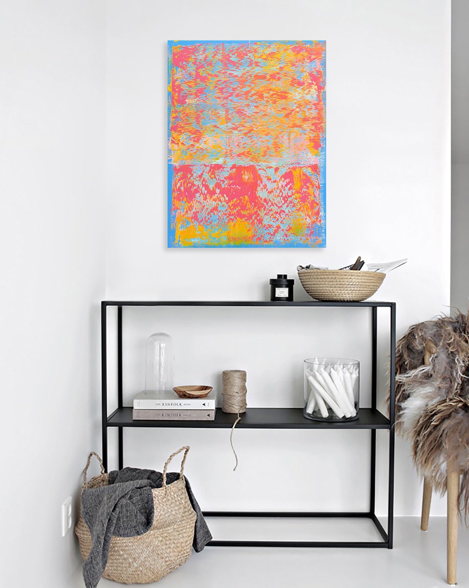 Abstract Oil Painting By Nataliia Sydorova, 26 X 33", Tropical Sunset, Original Artwork