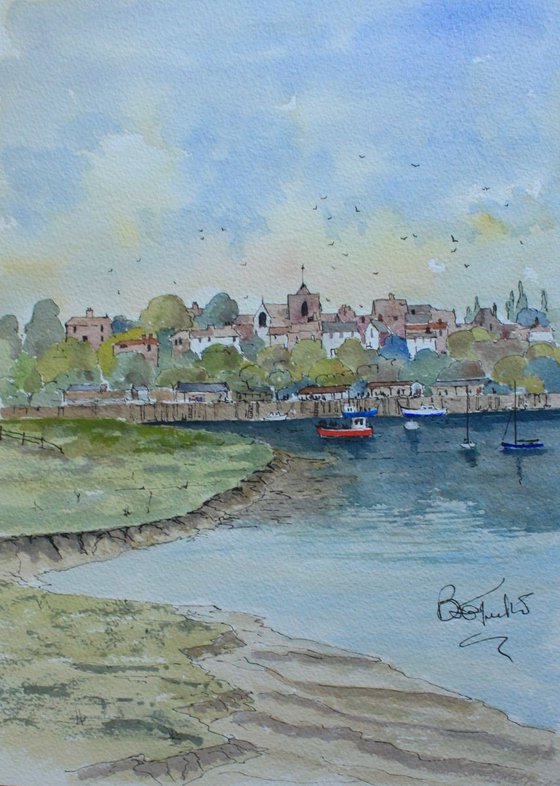 "The catch is in" - A watercolour of Rye in East Sussex