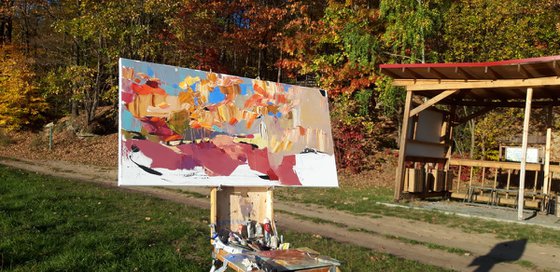 Sunny autumn forest.