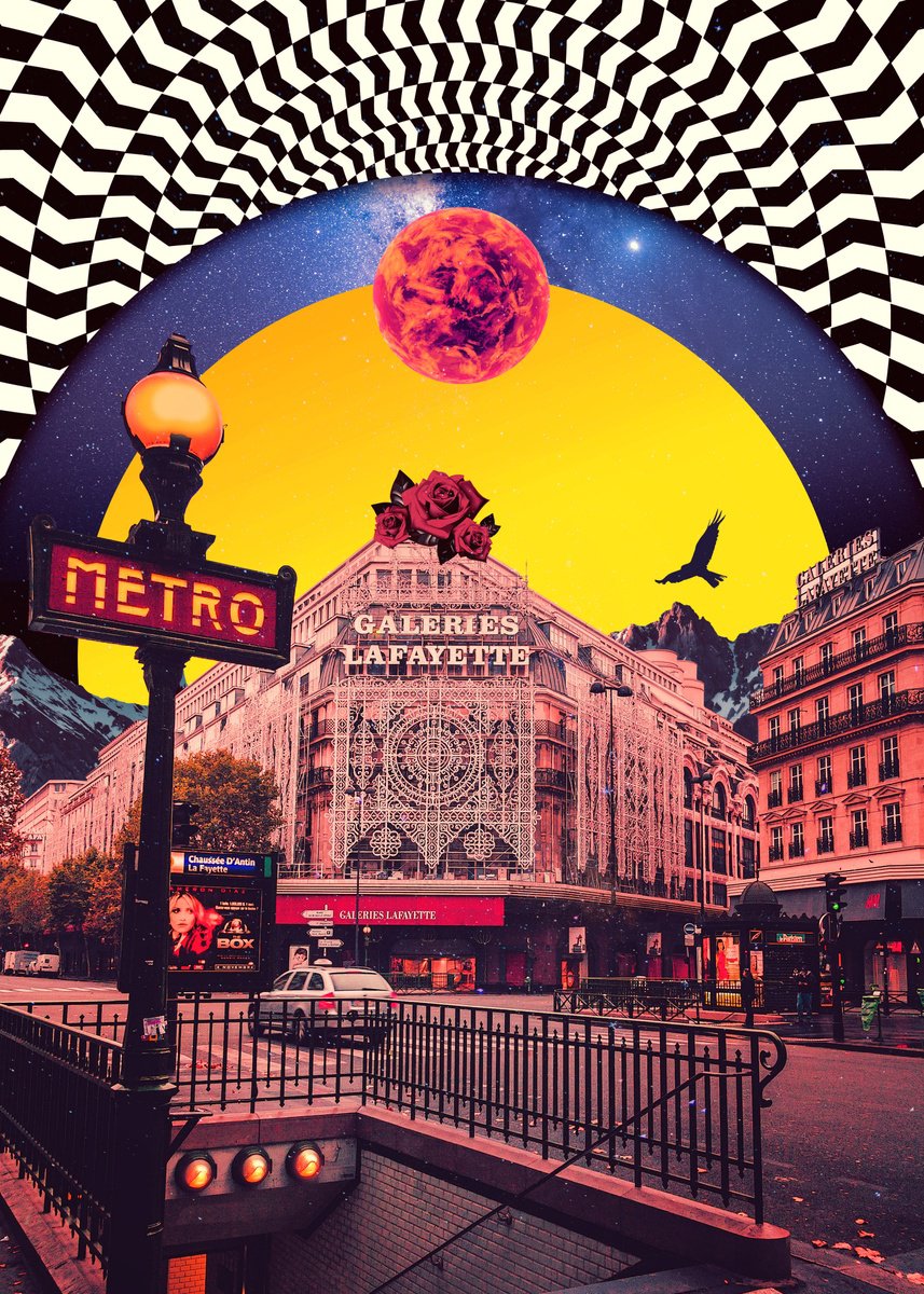 Surrealistic Cityscapes Giclee Print By Darius Comi, 12 X 18, Postcard From Paris, Original Artwork