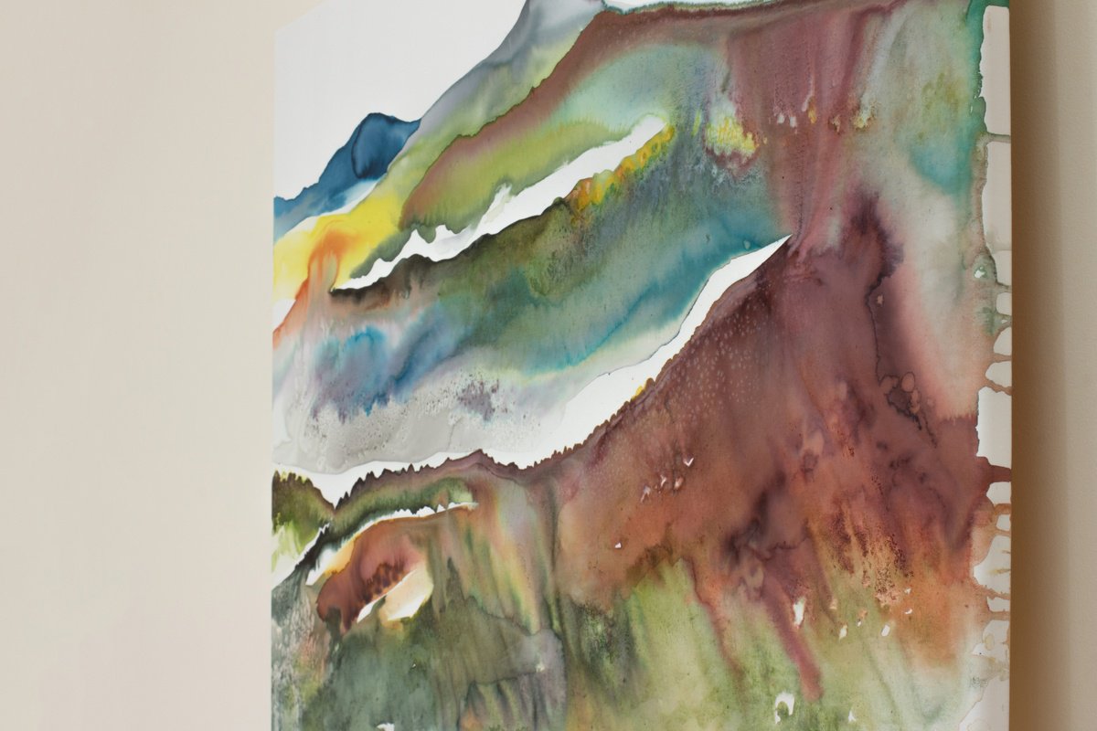 Expressive Landscape Watercolour By Elizabeth Becker, 40 X 30, Autumnal No. 31, Original Artwork