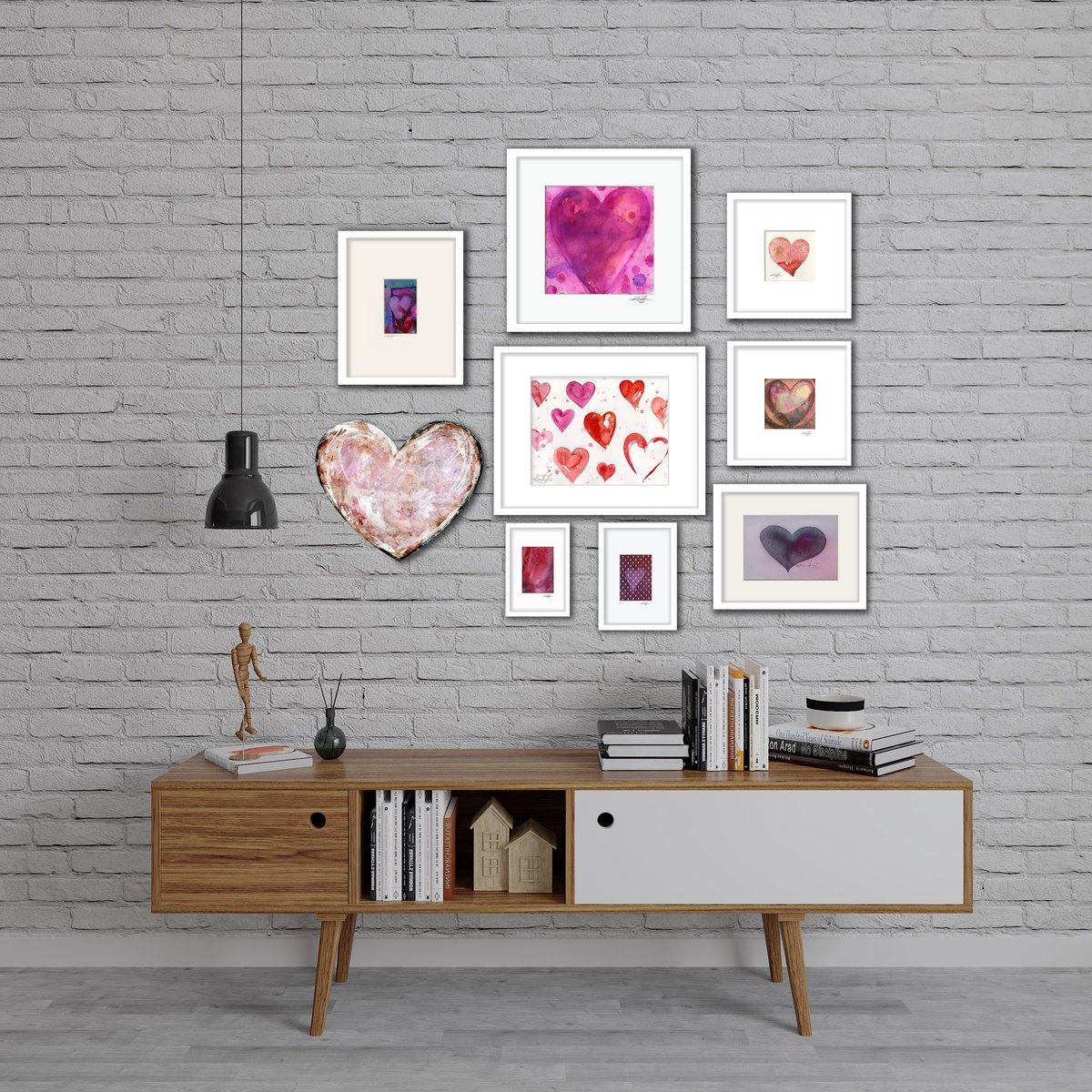 Heart Gallery Wall Collection 1 - 9 Heart Paintings by Kathy Morton Stanion by Kathy Morton Stanion