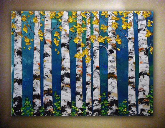 Forest - Birch Forest Painting 48" x 36"