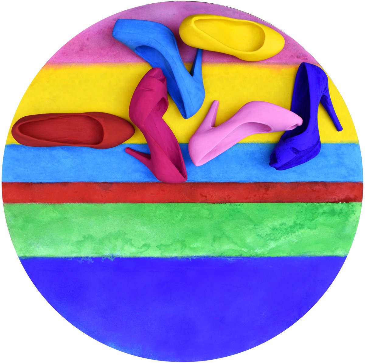 Urban And Pop Abstract Sculpture By Milena Nicosia, 35 X 35", Capricci N.2, Original Artwork