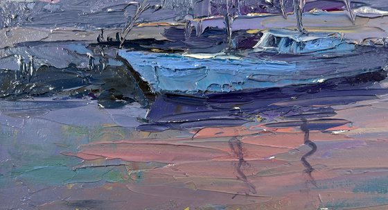 Yacht in the Colors of the Evening Sky