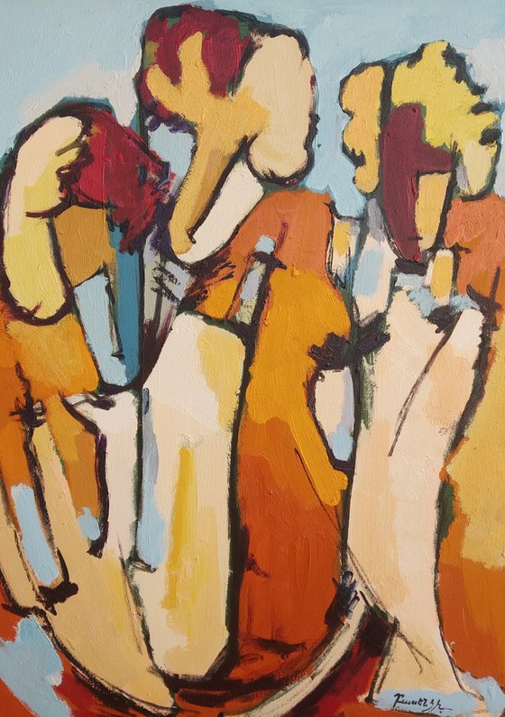 Abstract - Sunny day (50x40cm, oil painting, ready to hang)
