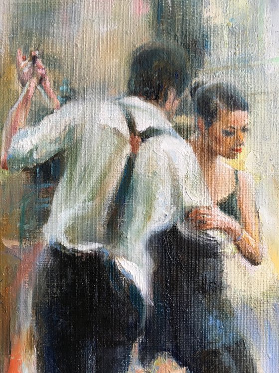 Dance on white . Original oil painting