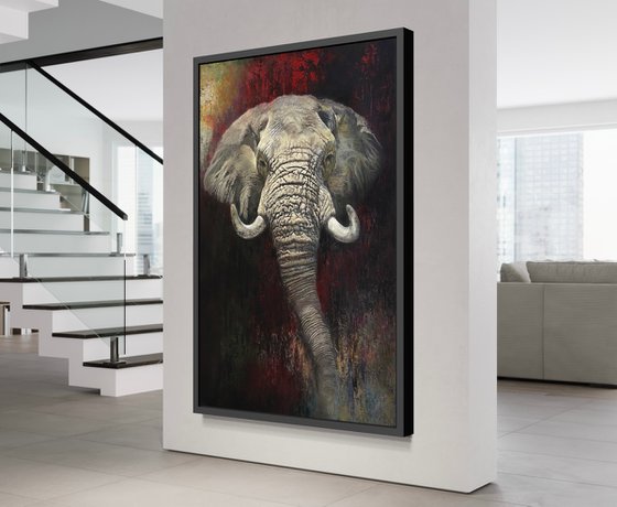 The Gentle Giant, large original Elephant painting