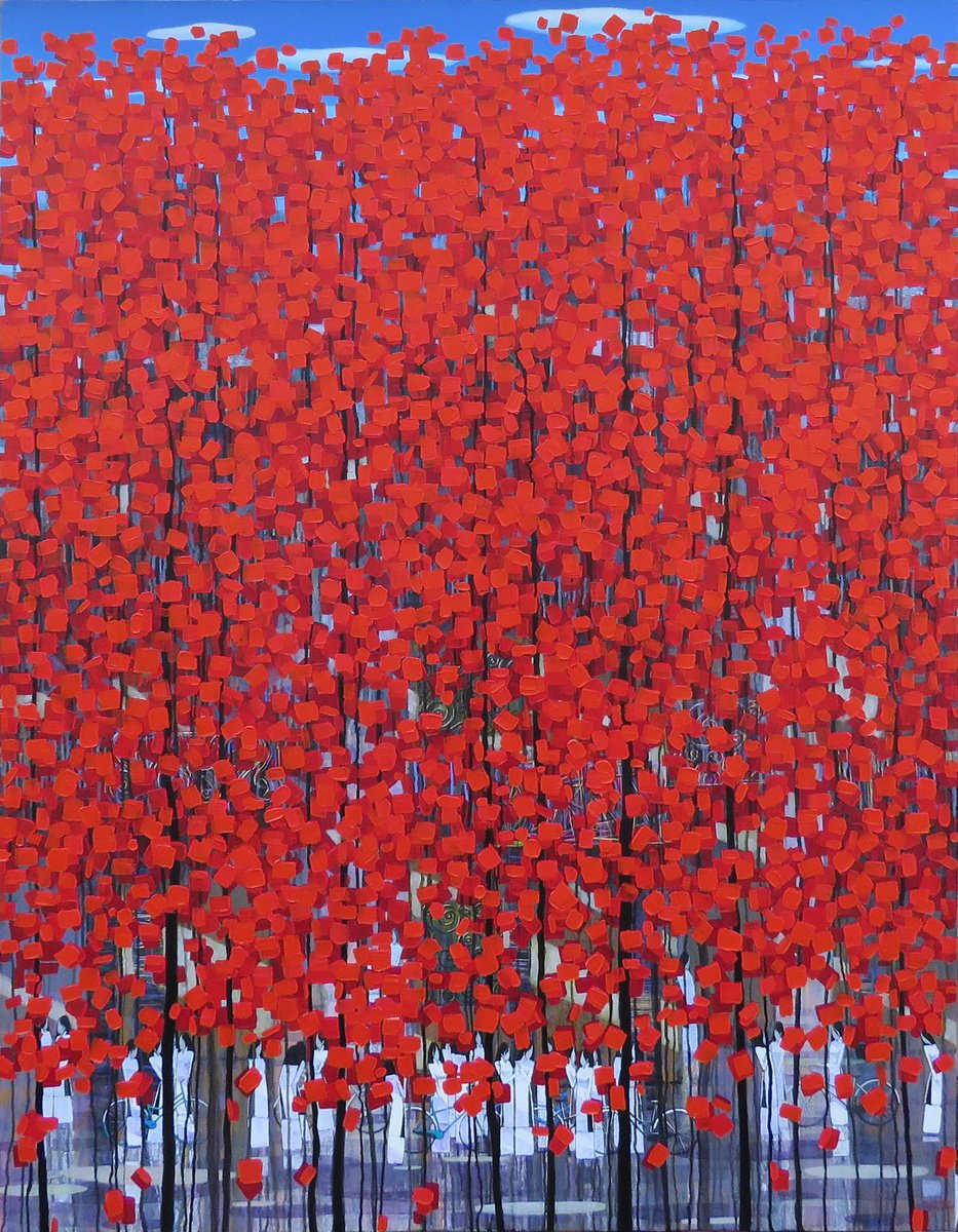 Impressionistic Landscape Acrylic Painting By Xuan Khanh Nguyen, 55 X 71", Autumn Sunshine, Original Artwork