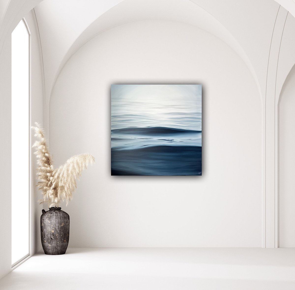 Photorealistic Landscape Oil Painting By Eva Volf, 48 X 48, Serenity Within, Original Artwork