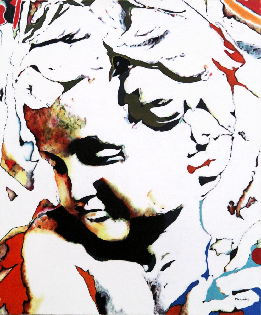 Urban And Pop Portrait Oil Painting By Mercedes Soret, 21 X 26", Michelangelo