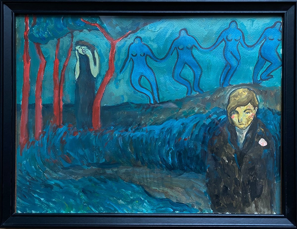 Surrealistic Portrait Acrylic Painting By Liubov Ro, 16 X 12", I Cannot Be Your Wife, Original Artwork