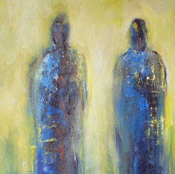 Trinity II Yellow Blue Figure Abstract - 24x18