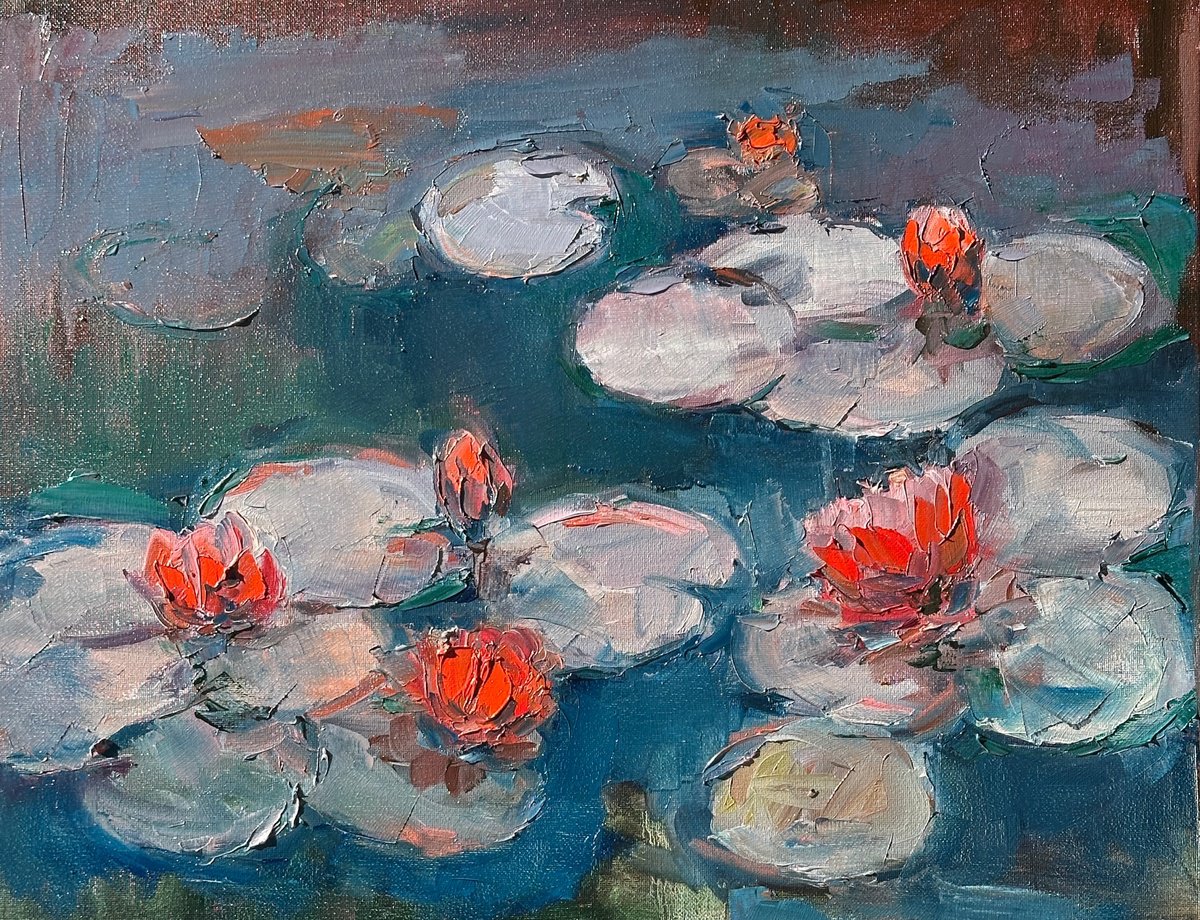 Impressionistic Landscape Oil Painting By Arun Prem, 20 X 16, Winter In The Garden, Original Artwork