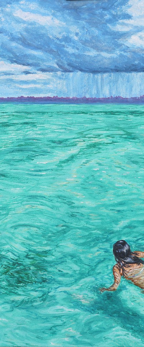 Emerald lagoon, 70*70 by Dmytro Yeromenko