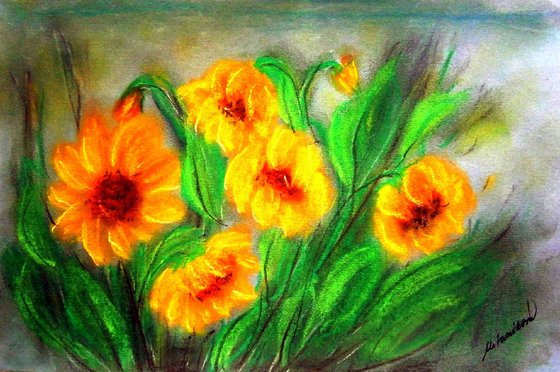 Sunflowers - pastel