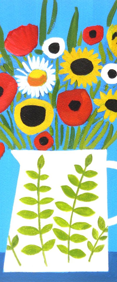 Summer Flowers in a White Vase 2 by Jan Rippingham