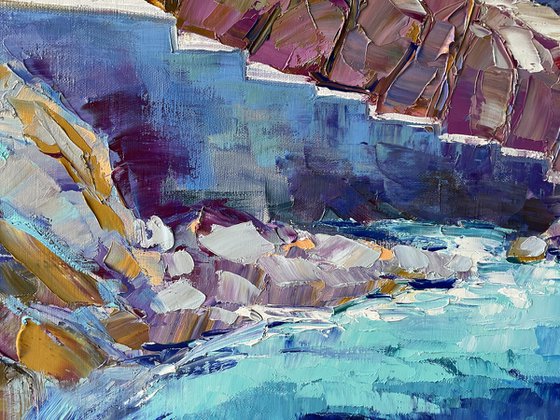 "Sea coast". Original oil painting. XXL size