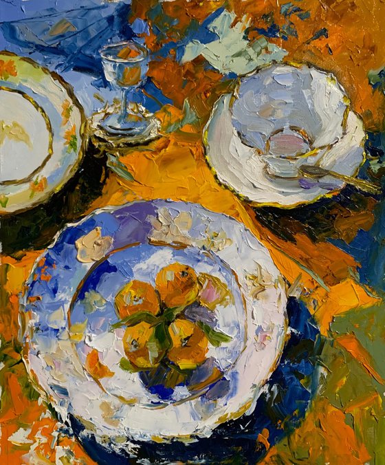 Orange still life with tangerines.