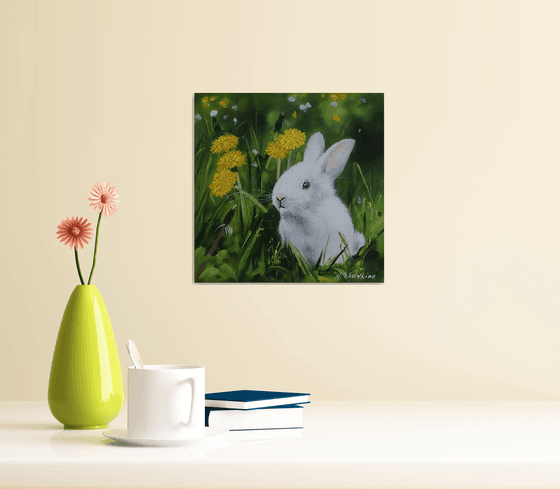 White Rabbit in Dandelions