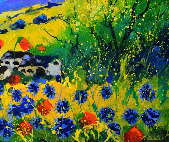 Poppies and blue cornflowers