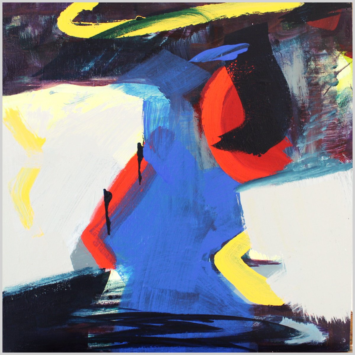 Abstract Acrylic Painting By Victorine Follana, 13 X 13", Bleu Marrakech, Original Artwork