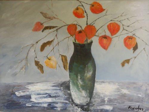 Vase with physalis flowers by Maria Karalyos
