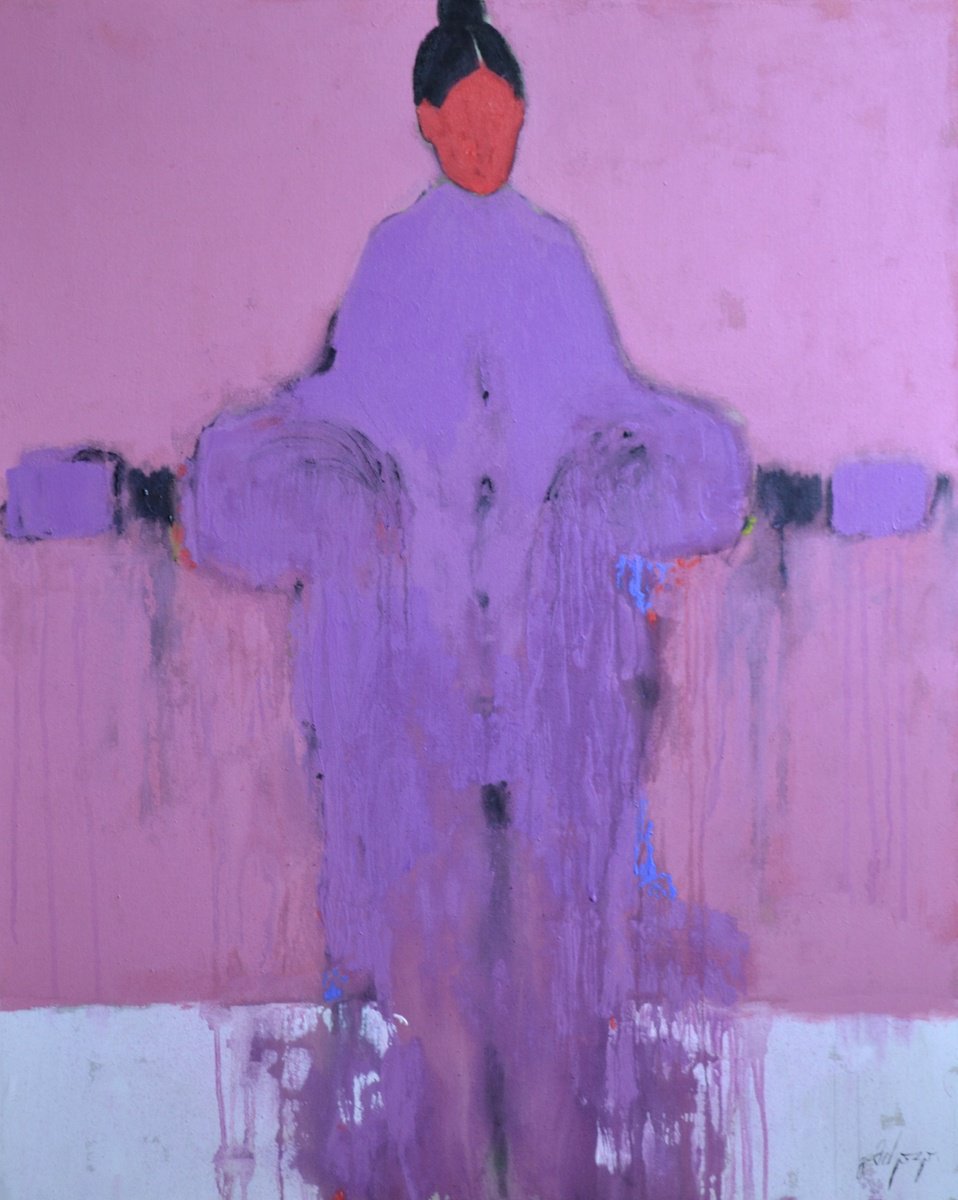 Abstract Painting By Gela Mikava, 31 X 39, The Alienatino Series, Original Artwork