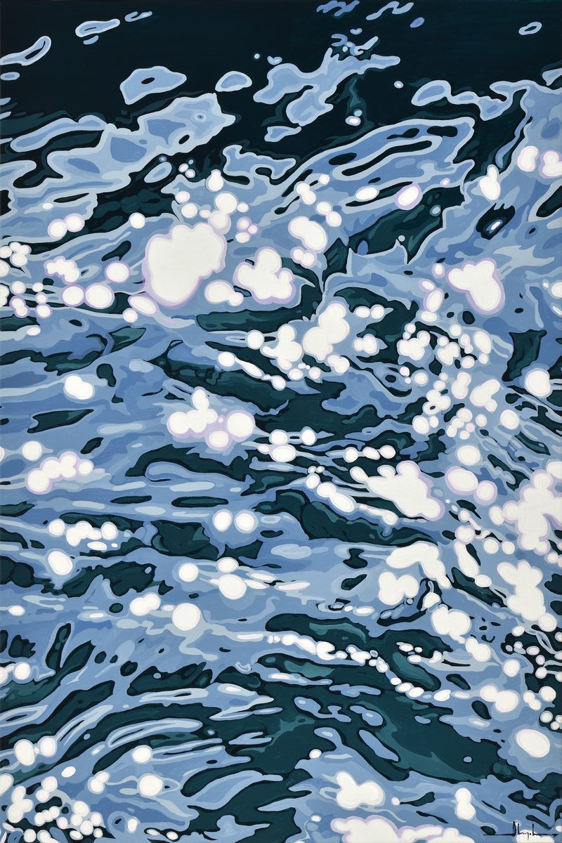 Organic Landscape Acrylic Painting By Alex Nizovsky, 24 X 36, Reflection Xii, Original Artwork