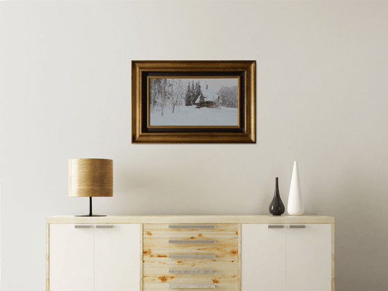 Teremok bathhouse in Abramtsevo in winter