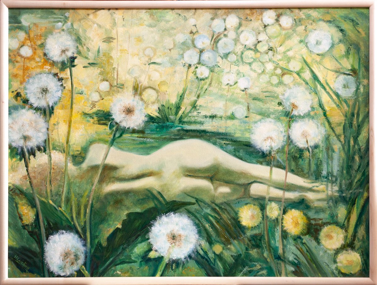 Impressionistic Portrait Oil Painting By Aleksandr Neliubin, 32 X 24, Summer Dream, Original Artwork