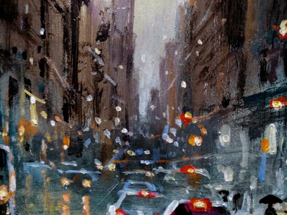 New York City in rain