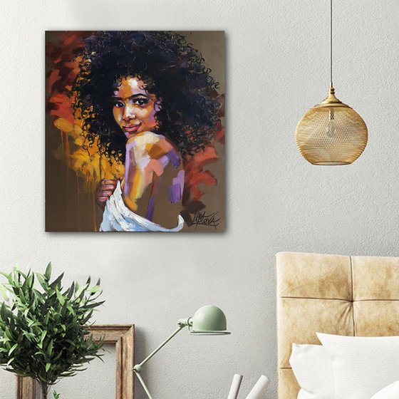 Painting portrait of a black girl - Fun